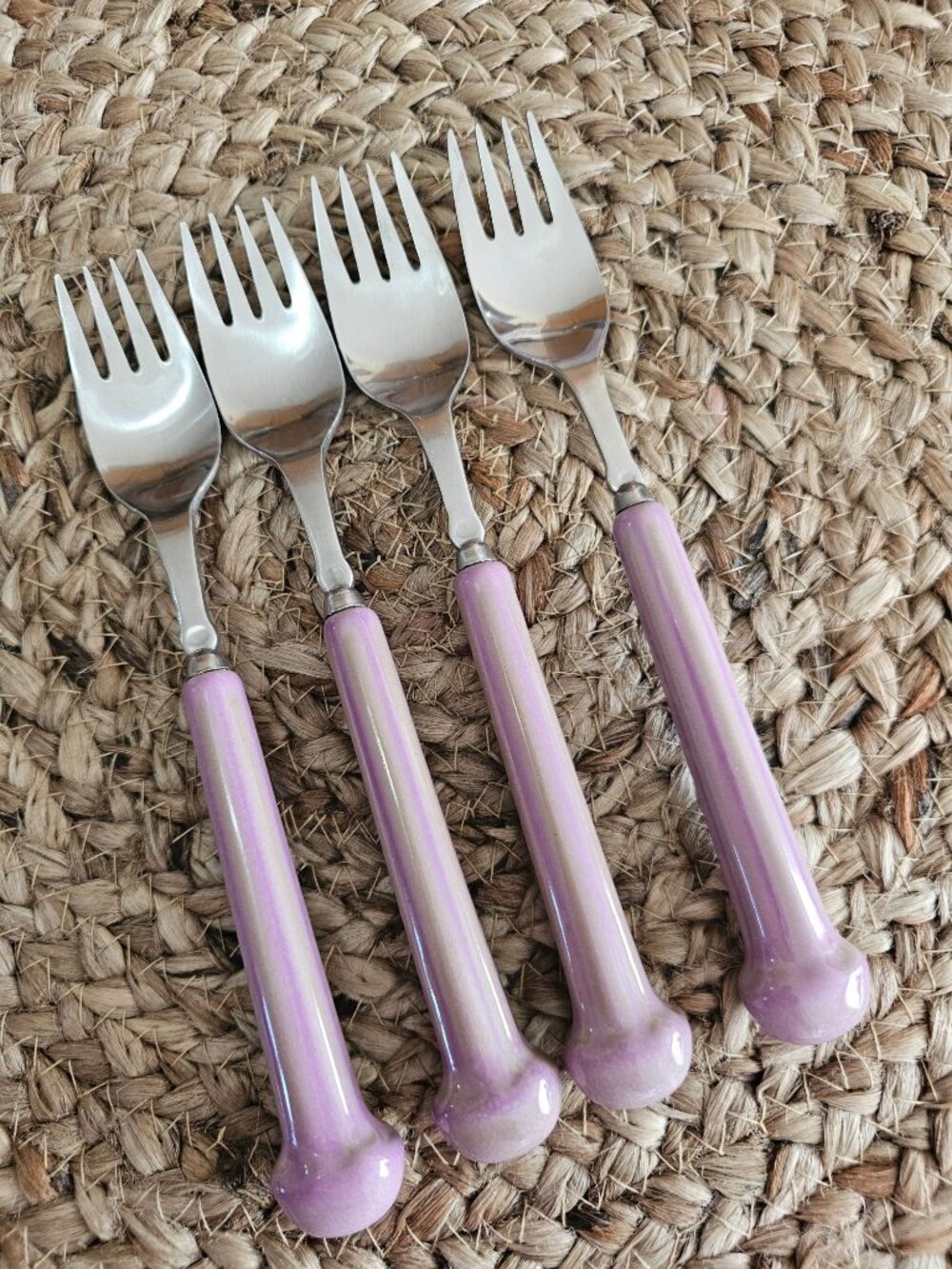 Denby Langley Gypsy Dessert Forks, Set of 4, vintage 1980s ceramic handle flatwa